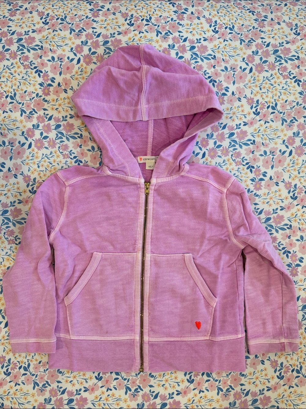 Crewcuts Pink Lavender Hooded Zip-Up Sweatshirt for Kids